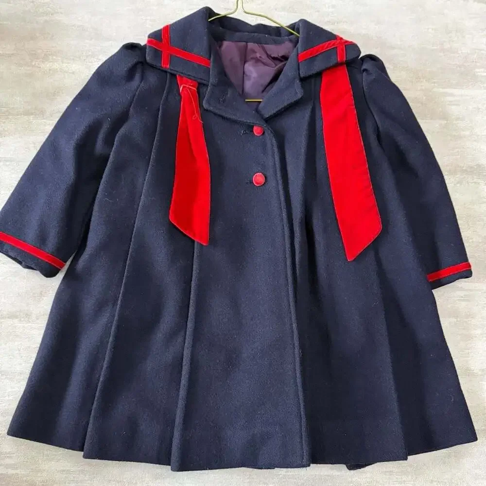 Vintage Rothschild Navy Wool Sailor Coat with Matching Hat‎ - Girls Size 4